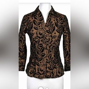 Harve Benard Copper and Black 3/4 Sleeve Evening Top Sz M